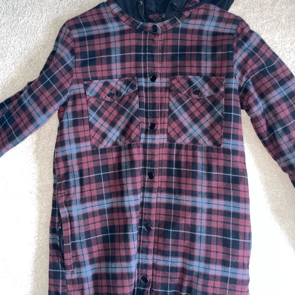 Volcom Mens S Hoodie Flannel Button Up Jacket